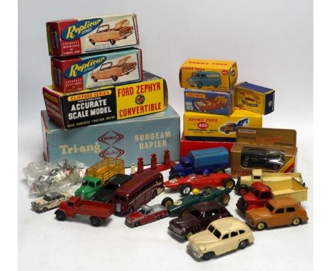 A quantity of diecast vehicles and a few useful boxes including; a boxed Clifford Series Ford Zephyr convertible, two boxed R