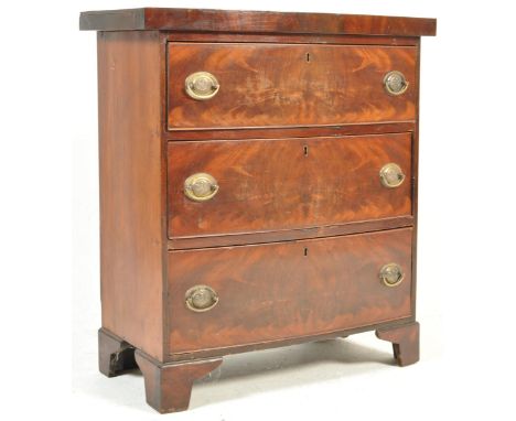 A 19th century Victorian mahogany bachelor chest. The chest having a bow front top above a bank of three drawers with brass s