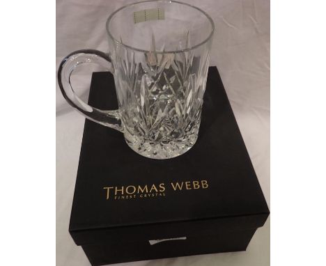 Boxed Thomas Webb crystal pint tankard. P&amp;P Group 2 (£18+VAT for the first lot and £3+VAT for subsequent lots) 