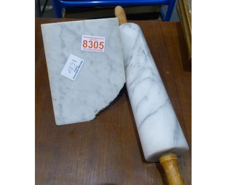 Marble shop display cheese wedge, with a marble rolling pin. Not available for in-house P&amp;P 