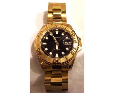 Gold plated gents Sekonda wristwatch, not working at lotting. P&amp;P Group 1 (£14+VAT for the first lot and £1+VAT for subse