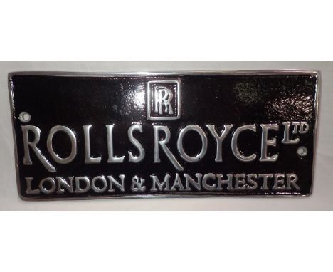 Aluminium  Rolls Royce plaque, W: 25 cm. P&amp;P Group 1 (£14+VAT for the first lot and £1+VAT for subsequent lots) 