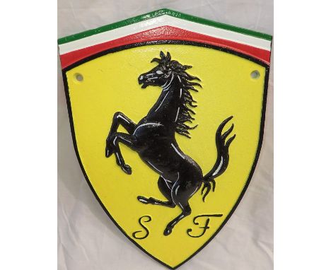 Cast iron Ferrari wall plaque, H: 25 cm. P&amp;P Group 1 (£14+VAT for the first lot and £1+VAT for subsequent lots) 