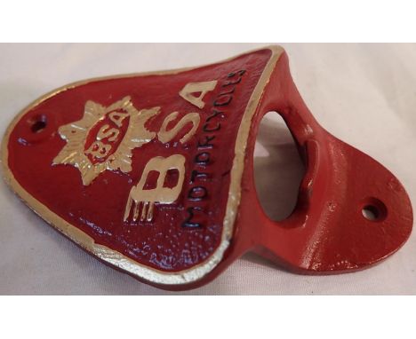 Cast iron BSA gold star wall mountable bottle opener, H: 80 mm. P&amp;P Group 1 (£14+VAT for the first lot and £1+VAT for sub
