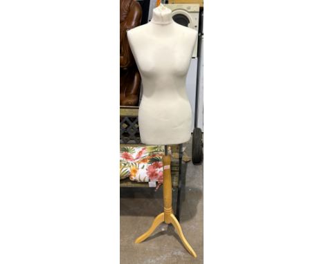 Mannequin on beech tripod base, overall H: 160 cm. Not available for in-house P&amp;P 