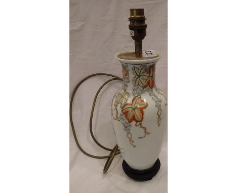 Oriental ceramic table lamp base. P&amp;P Group 3 (£25+VAT for the first lot and £5+VAT for subsequent lots) 