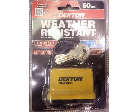 New and unused Dekton weather resistant padlock. P&amp;P Group 1 (£14+VAT for the first lot and £1+VAT for subsequent lots) 