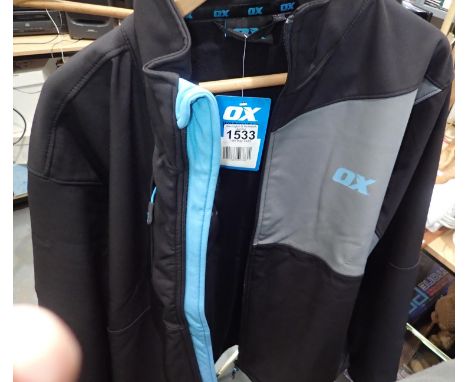 Ox Tools softshell workwear jacket, 4XL, 52 inch chest, new old stock. P&amp;P Group 1 (£14+VAT for the first lot and £1+VAT 