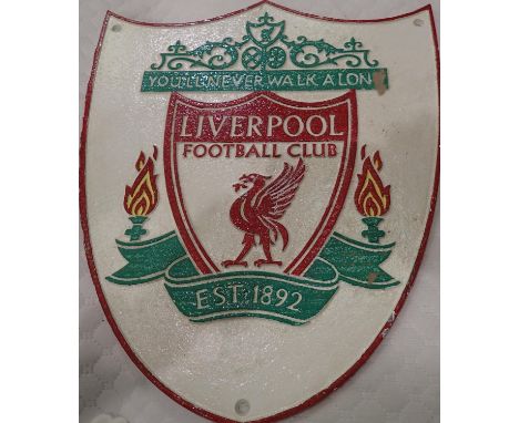 Cast iron Liverpool FC plaque, L: 35 cm. P&amp;P Group 1 (£14+VAT for the first lot and £1+VAT for subsequent lots) 