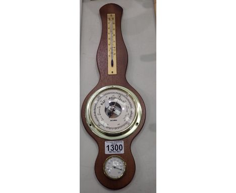 Walnut cased wall hanging barometer, L: 44 cm. Not available for in-house P&amp;P 