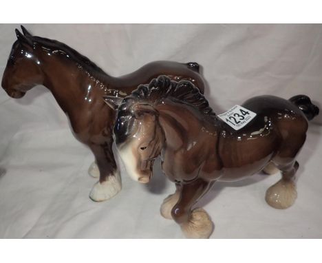 Beswick shire horse (damage to one ear), and another. P&amp;P Group 2 (£18+VAT for the first lot and £3+VAT for subsequent lo