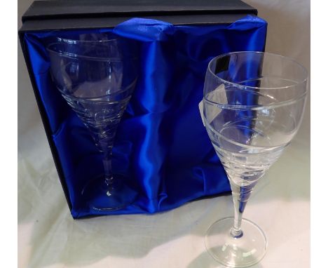 Boxed pair of Royal Worcester crystal wine glasses. P&amp;P Group 2 (£18+VAT for the first lot and £3+VAT for subsequent lots