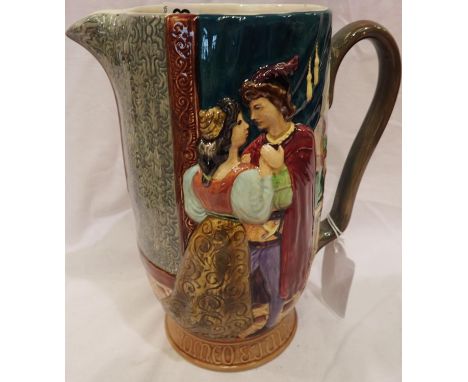 Beswick Romeo and Juliet Farewell ceramic pitcher, relief decorated with black Beswick stamp to base, H: 21 cm, age related c