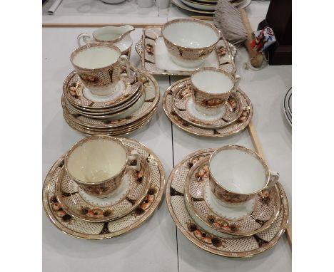 Twenty two piece Mocha Fenton tea service. Not available for in-house P&amp;P 