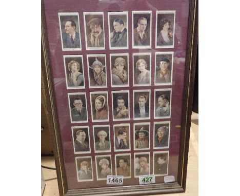 Framed Wills cigarette cards of cinema stars, first set of twenty five. Not available for in-house P&amp;P 