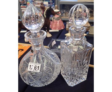 Thomas Webb Crystal decanter, and another, largest H: 25 cm. P&amp;P Group 3 (£25+VAT for the first lot and £5+VAT for subseq