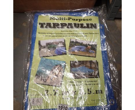 New unused 2.7 x 3.5 m tarpaulin.  New and unused nine piece screwdriver set. P&amp;P Group 1 (£14+VAT for the first lot and 