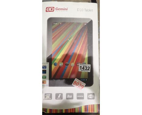 GD Gemini D10 tablet. P&amp;P Group 1 (£14+VAT for the first lot and £1+VAT for subsequent lots) 