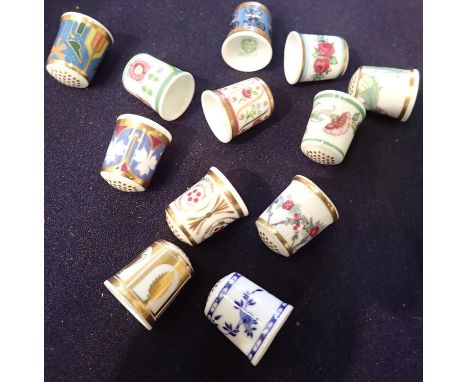 Twelve Minton ceramic thimbles. P&amp;P Group 1 (£14+VAT for the first lot and £1+VAT for subsequent lots) 