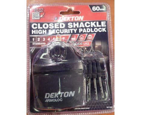 New and unused Dekton high security padlock 80 mm with three keys. P&amp;P Group 1 (£14+VAT for the first lot and £1+VAT for 