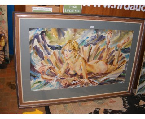 JACK LAWRENCE MILLER (1916-1987) - large watercolour - nude study - signed and dated 1980 - 78cm x 130cm 