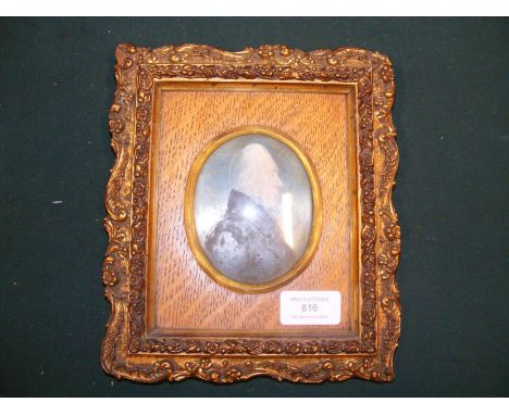 An oval Georgian miniature portrait of John Burnet - see label to reverse - in decorative gilt frame  CONDITION REPORT We hav