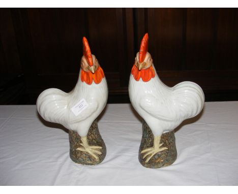 A pair of ceramic cockerel ornaments - 30cms highCONDITION REPORTgood condition