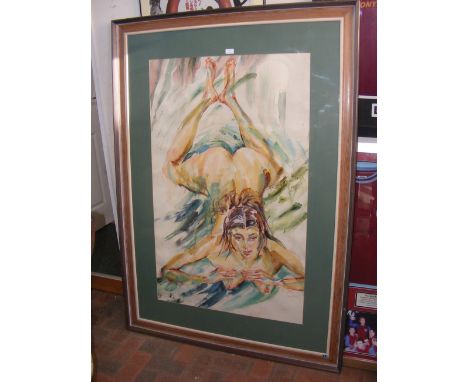 JACK LAWRENCE MILLER (1916-1987) - large watercolour - nude study - 120cm x 76cm 