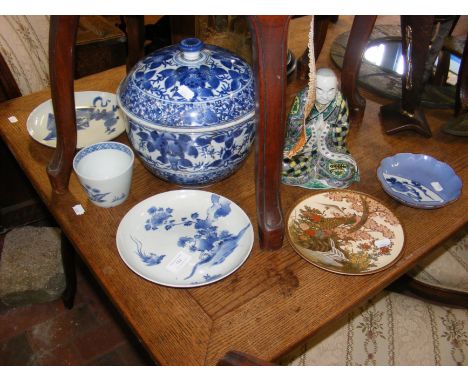 A Chinese ceramic pot and cover, side plates etc. CONDITION REPORT We have attached a number of additional images to showcase