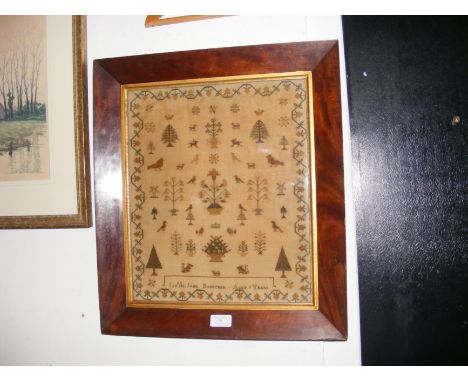 A 19th century sampler dated 1836, in frame - 40cm x 30cm