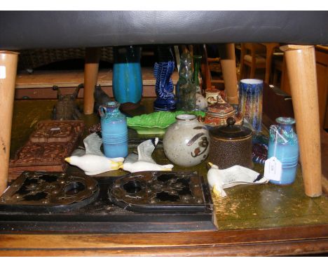 A sundry lot of ceramic, glass and treen, including Codd Bottle 