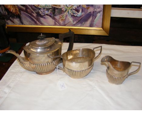 A three piece silver tea set, Birmingham hallmark