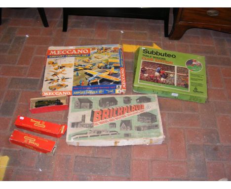 Vintage Subbuteo Table Soccer Club Edition, together with Brickplayer, Meccano and Tri-ang locomotives  