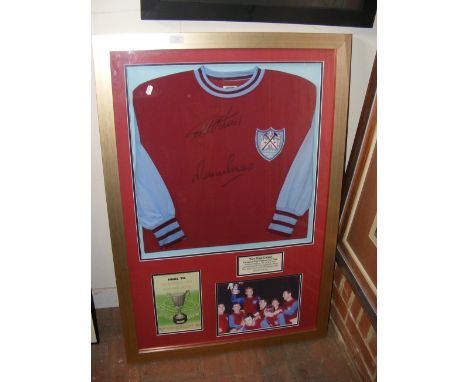 A West Ham United European Cup Winners Cup Final shirt, signed by Geoff Hurst and Martin Peters, framed and glazed