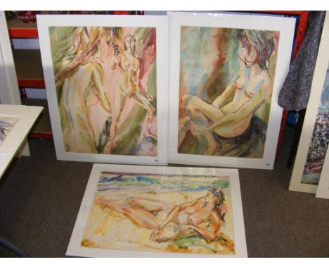 JACK LAWRENCE MILLER (1916-1987) - watercolour - nude study - signed and dated 1981 - 74cm x 56cm, together with two others 