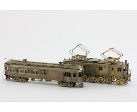 American HO scale Brass locomotive made by unknown Japanese maker 2-8-2 electric loco and Brass HO Interurban Car made in Jap