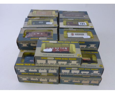 17 Boxed Wrenn Super Detail Wagons and 6 Triang Wrenn Wagons including Eskimo Foods, Higgs x 3, Twinings, Geest x 2, Youngs x