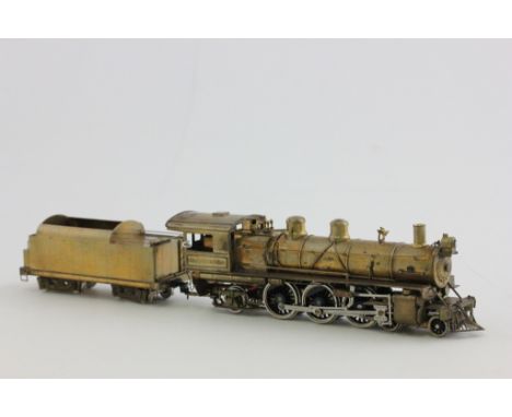 American HO scale Brass locomotive with tender 4-6-2 made by unknown Japanese maker, unpainted, marked made in Japan to botto