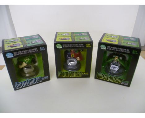 Three boxed DC Direct Green Lantern Limited Edition Power Ring Props & Porcelain Statues comprising of Kyle Rayner (limited t