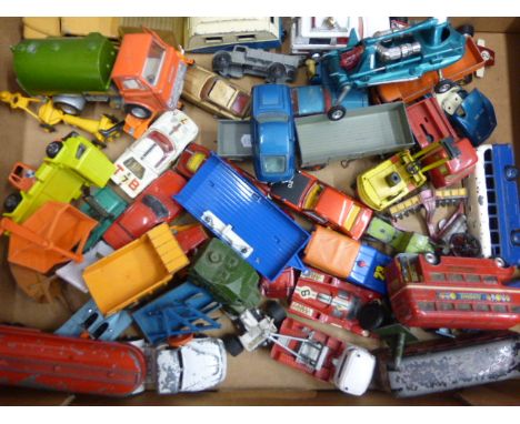 Collection of vintage play worn die-cast vehicles including Dinky, Budgie, Corgi etc feautering TV related vehicles Corgi Jam