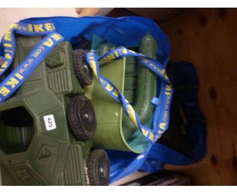 Five original vintage Action Man vehicles including Centurion Tank plus 3 x later AM dolls with accessories