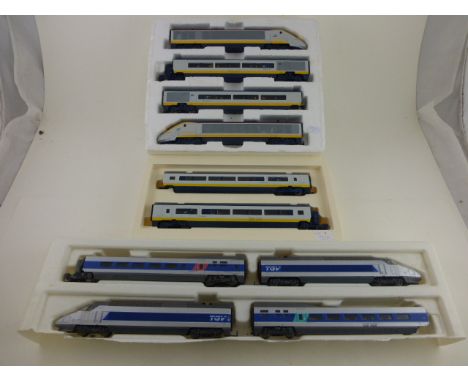 OO gauge model railway including Hornby Eurostar engine and car set, complete in original polystyrene plus two additional Hor