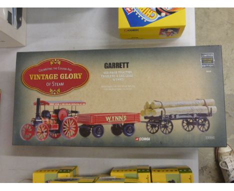 Boxed ltd edn 1:50 Corgi Vintage Glory of Steam 80305 Garrett 4CD Road Tractor Trailers & Log Load Wynns with certificate 