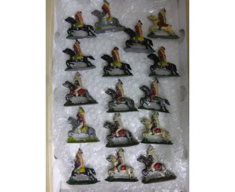 16 Metal flat figures of Horse mounted Indians