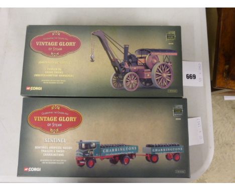 Two boxed ltd edn 1:50 Corgi Vintage Glory of Steam including 80108 Fowler B6 Crane Engine (Wolverhampton Wanderer) and 80009