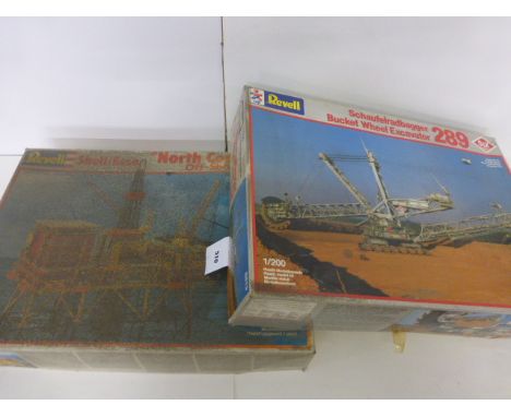 Two boxed 1/200 Revell model kits comprising of 8813 Bucket Wheel Excavator 289 and 8803 Shell/ESSO North Cormorant off shore