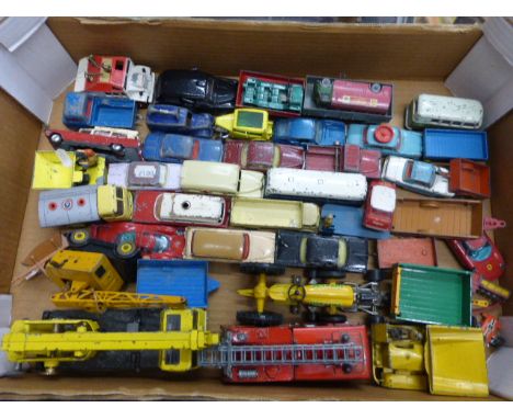 Collection of vintage play worn die-cast vehicles including Dinky & Corgi featuring Corgi BMC Mini Cooper 'S', Dinky 285 Merr