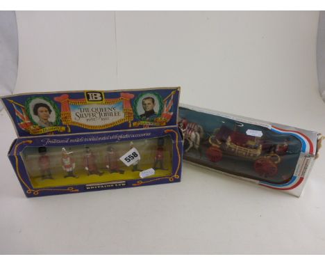 Boxed Britains The Queen's Silver Jubilee 1952-1977 7225 metal figure set (figures excellent, box gd with damage to window) a