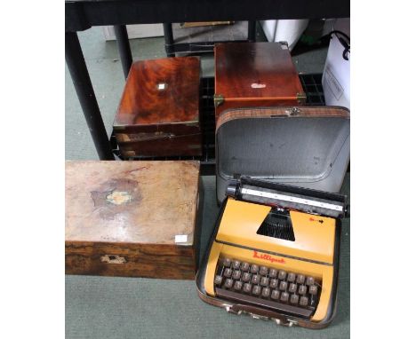 Two writing slopes &amp; a box &amp; typewriter