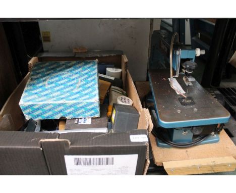 An electric bench top jigsaw &amp; sundry tools various